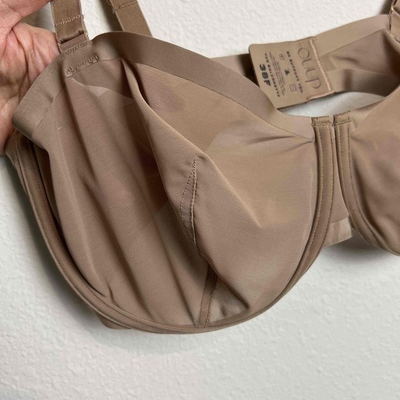 CUUP Size 38F Balconette Taupe Ultra-Thin Memory Foam Cups No-Slip - Picture 5 of 9